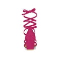 thumbnail image 4 of BLISSFUL STEP Sandales à Lacets à Bout Ouvert pour Femmes, Talons Blocs Moyens, Rose Vif, 9, 4 of 8