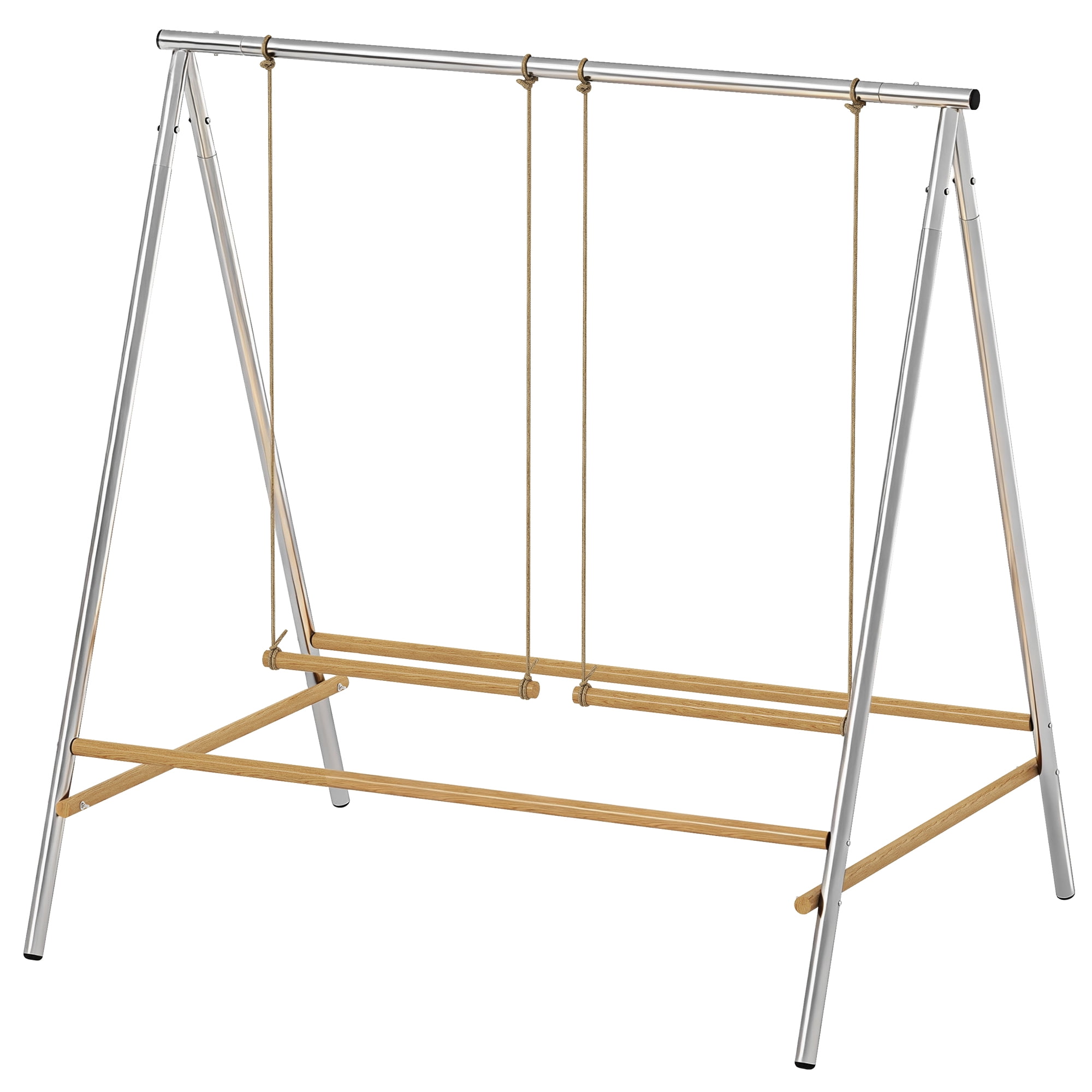 Freestanding Chicken Playground with 2 Adjustable Swings 4 Pine Wood Perches, Rust Proof Galvanized Steel Frame, Chicken Toy for 4-6 Chickens Yard Coop Run