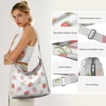 thumbnail image 5 of Canvas Handbag for Women Office Workers Cute Fashion Reusable Shopping Bag with Zipper Tote Reusable Bags,Strawberry Fruit Women's Retro Large Size Canvas Shoulder Bag Hobo Crossbody Handbag Casual To, 5 of 5