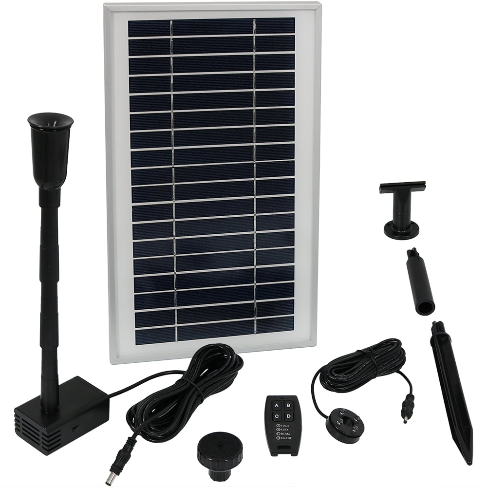 Sunnydaze Solar Powered Water Pump and Panel Kit with Battery Pack and Remote Control, Use for