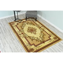 GLAMOUR 3D Hand Carved Traditional Rug Oriental Floral 7'9''x10'8'' Beige Cream