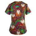 thumbnail image 3 of Dwellite Christmas Scrub Tops for Women Plus Size Short Sleeve V-Neck Fun Xmas Printed Scrub Top 2025 Holiday Medical Nursing Uniforms Purple M, 3 of 4