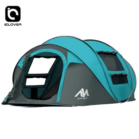 3/4 Person Waterproof Camping Dome Tent with Carry Bag for Hiking Picnic Backpacking,iClover 2019 New Pre-Assembled Automatic Easy up-Fast Pitch & Fold Ideal Tent Shelter (Best 4 Person Backpacking Tent 2019)