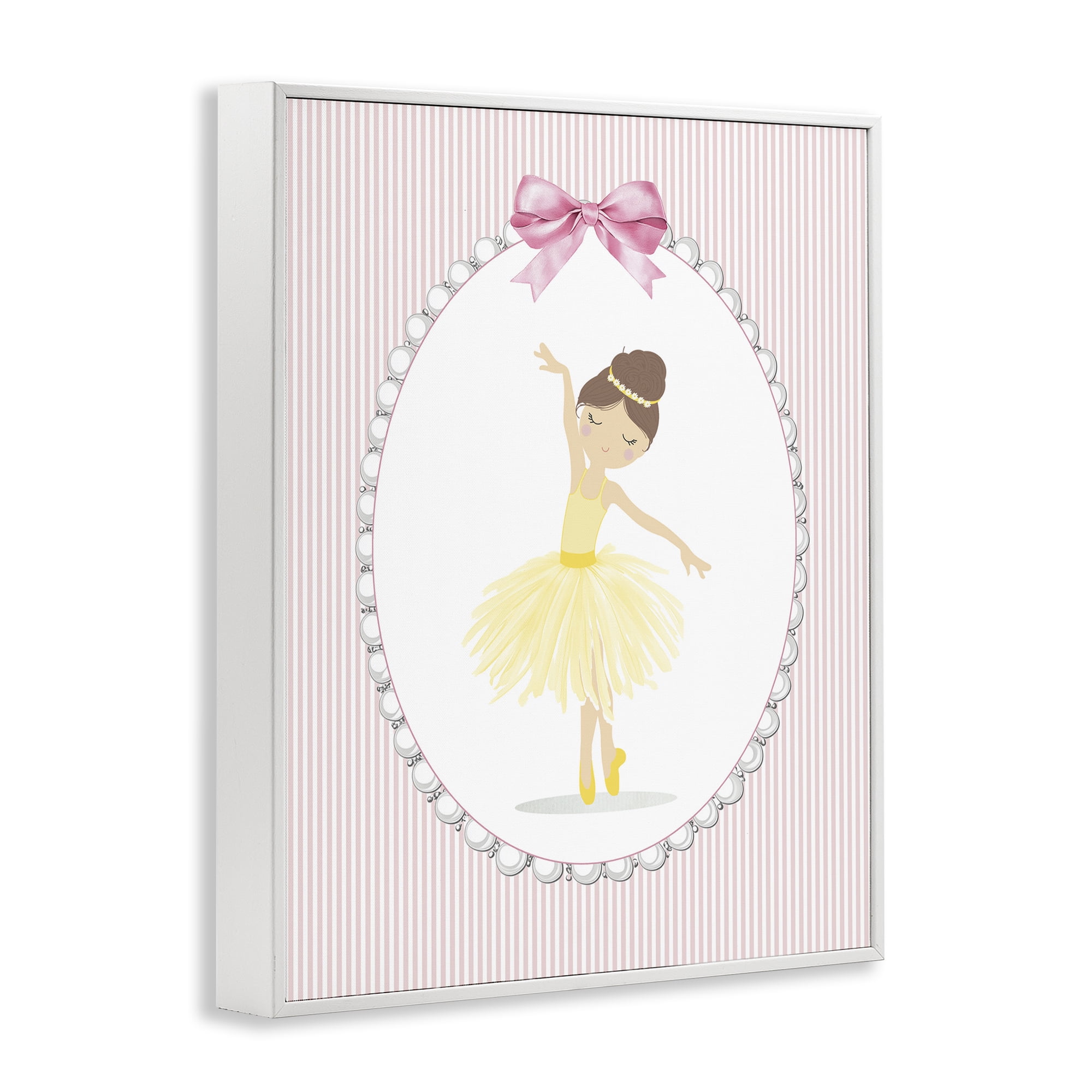 Stupell Industries Dainty Dance on Stripes White Framed Giclee Art, design by Christine Simpson Art