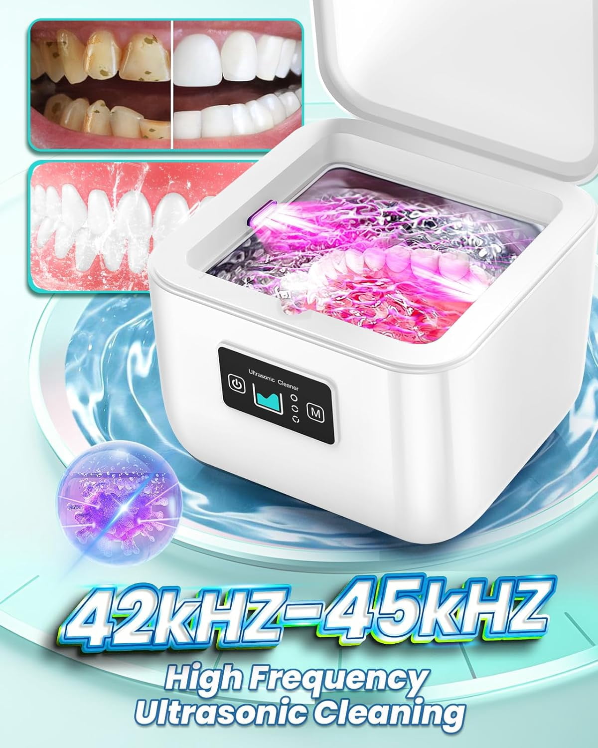 QD-Gotrays Ultrasonic Cleaner, Portable Ultrasonic Jewelry Cleaner Mouth Guard Cleaner 3 Timer