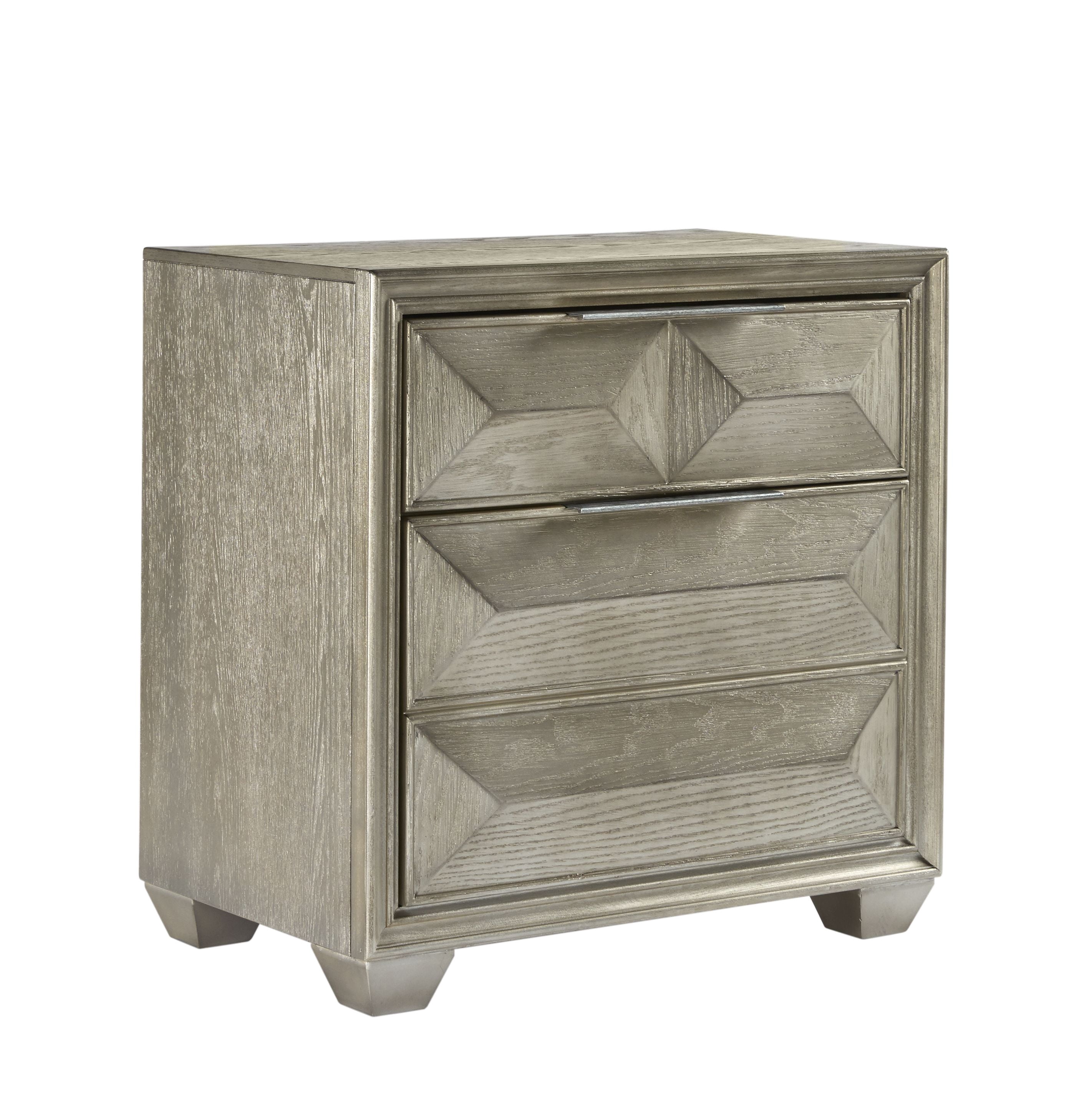 Global Furniture USA Charlie Blue Nightstand With LED Lighting And Spacious Drawers