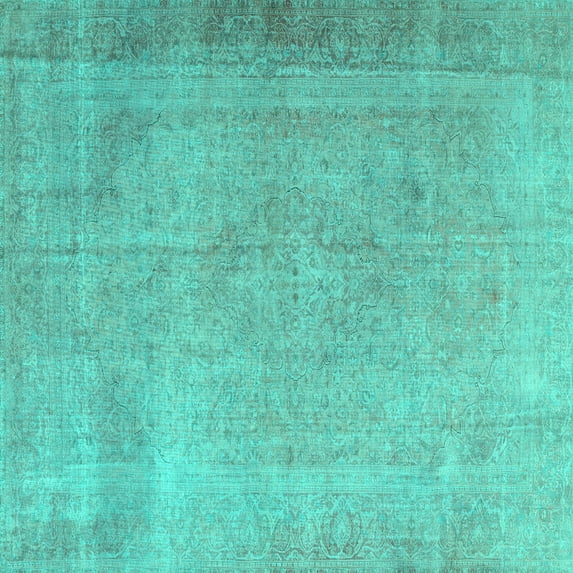 Ahgly Company Indoor Square Persian Turquoise Blue Traditional Area Rugs, 8' Square