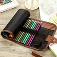 thumbnail image 3 of 48 Slot Pencil Roll Up Case Pen Curtain Pencil Bag Makeup Wrap Holder Storage Pouch Thick Canvas Stationery Organizer,1 x Pencil Wrap,Black, 3 of 6