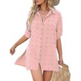 thumbnail image 4 of Women Beach Cover Up Roll-up Sleeve Button Down Shirts Bathing Suit Cover Up, 4 of 5