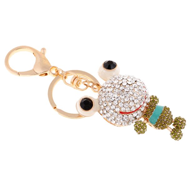 Llavero de cristal de rana de Rhinestone Colgante de Rana con Regalos de Cumpleaños , Verde Magideal Llavero de cristal de rana