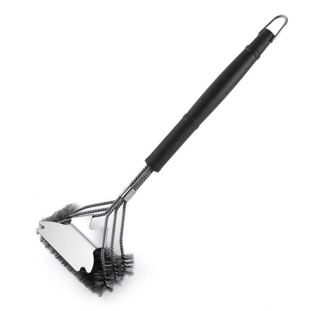 Cepillos para parrilla, accesorios para rascador de barbacoa, cepillo de limpieza, herramientas, limpiador para exteriores, cerdas de acero inoxidable, alambre, limpieza de cocina, negro