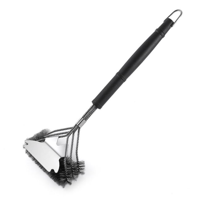 Cepillos para parrilla, accesorios para rascador de barbacoa, cepillo de limpieza, herramientas, limpiador para exteriores, cerdas de acero inoxidable, alambre, limpieza de cocina, negro