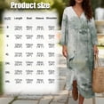 thumbnail image 6 of COEQINE Boho Chic Dress for Women 3/4 Sleeve Wrap V-Neck Flowy Midi Tunic Sundress, Loose Casual Beach Church Dress, Wrinkle Resistant, Size L, Crane Bird Forest, 6 of 6