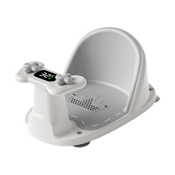 Asiento de baño para bebé, asiento de baño para bebés, estable, cómodo, antideslizante, suave, con fuerte ventosa, silla de bañera. Gris