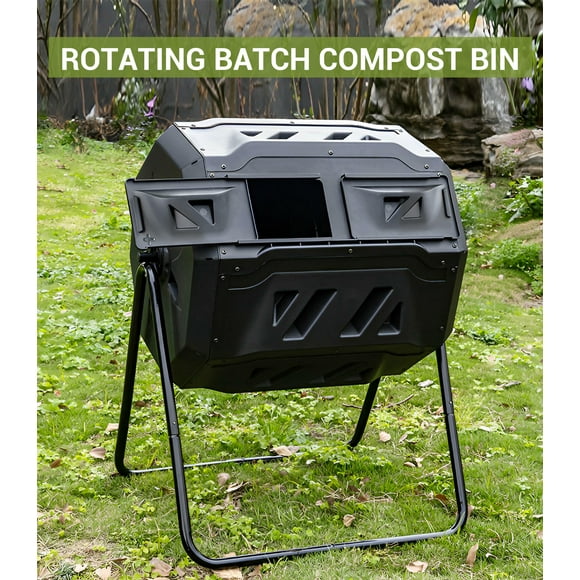 43 Gallon Tumbling Composter Dual Chamber Tumblin(160L)g Compost Bin for Outdoor Garden