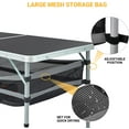 thumbnail image 3 of FUNDANGO Black Portable Folding Card Table with Adjustable Mesh Storage Bag 2.7ft Card Table for Camping, Travel, Outdoor Folding Card Table with Handle, 47.2"*23.6"*27.5", Black, 3 of 10