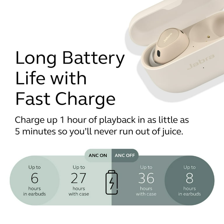 Jabra Elite 10 True Wireless Bluetooth Earbuds, Adv Active Noise Cancelling, Cream Jabra Elite 10 True Wireless Bluetooth Earbuds, Adv Active Noise Cancelling, Cream