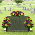 thumbnail image 5 of Sympathy Silks Artificial Cemetery Flowers Red Purple Yellow Orchid Mix 2 Bouquets & Saddle with Vases, 5 of 9