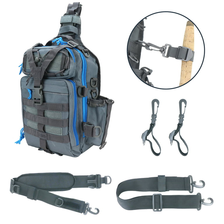 Osage River Gear Deluxe Tackle Sling Fishing Bag, Outdoor Fishing Backpack, Fishing  Backpack with Rod Holder, Lightweight Tackle Box Storage, Shoulder Sling  Bag for Fishing, 15 Inch, Grey and Blue 