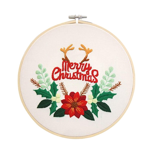 Kit de bordado navideño para adultos, paquete de materiales para punto de cruz, costura Cuernos de Navidad