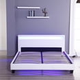 thumbnail image 5 of Wonline Queen Size Upholstered LED lighting Contemporary Platform Bed, White, 5 of 7