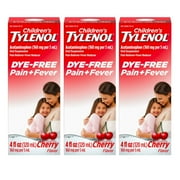 Tylenol Children's Pain + Fever Medicine, Dye-Free, Cherry (4 Ounce, 3 Pack)
