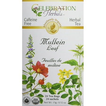 1 Lb Mullein Leaf - CELEBRATION HERBALS Mullein Leaf Organic 24 Bag, 0.02 Pound 1 pack