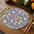 thumbnail image 5 of Fall Round Placemats Set of 4 Mushroom Place Mats Thanksgiving Woven Placemat Blue Polka Dots Plant Circle Braided Table Mat for Kitchen Dining Table Autumn Party Home Decor 15 Inch, 5 of 9