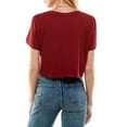 thumbnail image 5 of Women's Boxy Crop Top Round Neck Short Sleeve Casual 100% Cotton Cropped Tee T-Shirt (X-Large, Burgundy), 5 of 8