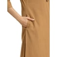 thumbnail image 4 of eloria Women's Fashion Solid Front Dori Tie-Up Neck Design Kurti, Fabric : Cotton, Color : Light Brown, Size : Small, 4 of 5