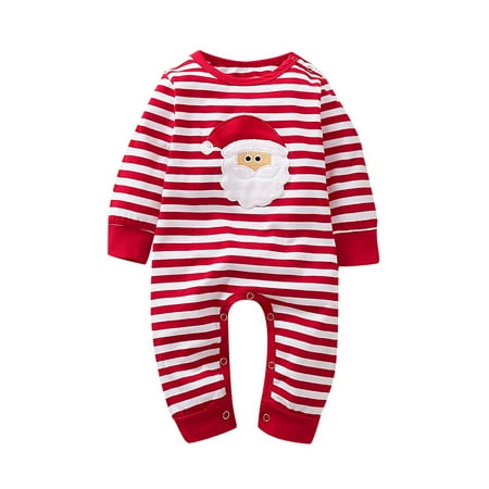 

Avamo Newborn Christmas Romper Long Sleeve Santa Claus Printed Jumpsuit Infant Baby Boy Girl Clothes Outfits