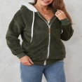 thumbnail image 3 of Womens Full Zip Up Sherpa Hoodie Fuzzy Fleece Jacket Oversized Fluffy Coat with Pockets, 3 of 9
