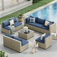 thumbnail image 4 of POTEBAN 9 PE Resin Weatherproof Outdoor Conversation Sets with Chairs and Table, Navy Blue, 4 of 9