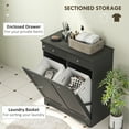 thumbnail image 3 of HOMCOM Tilt Out Laundry Hamper, Laundry Hamper Cabinet with 2 Baskets, Laundry Cabinet Bathroom Storage Cabinet with 2 Drawers, Black, 3 of 9
