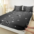 thumbnail image 3 of Manfei Sequin Print Twin Sheet Sets,Diamond Pattern Twin Fitted Sheet,Black Gray Flat Sheet,Lightweight Room Decor,3pcs, 3 of 7