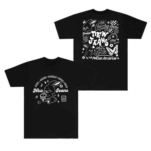 New Jeans NJWMX T-shirts Rabbit Logo Merch Tee Summer Women Men Fashion Casual KPOP Short Sleeve