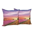 thumbnail image 6 of Ambesonne Nature Throw Pillow Cover 2 Pack, Scenic Tulip Fields, 18", Orange Pink Purple, 6 of 6