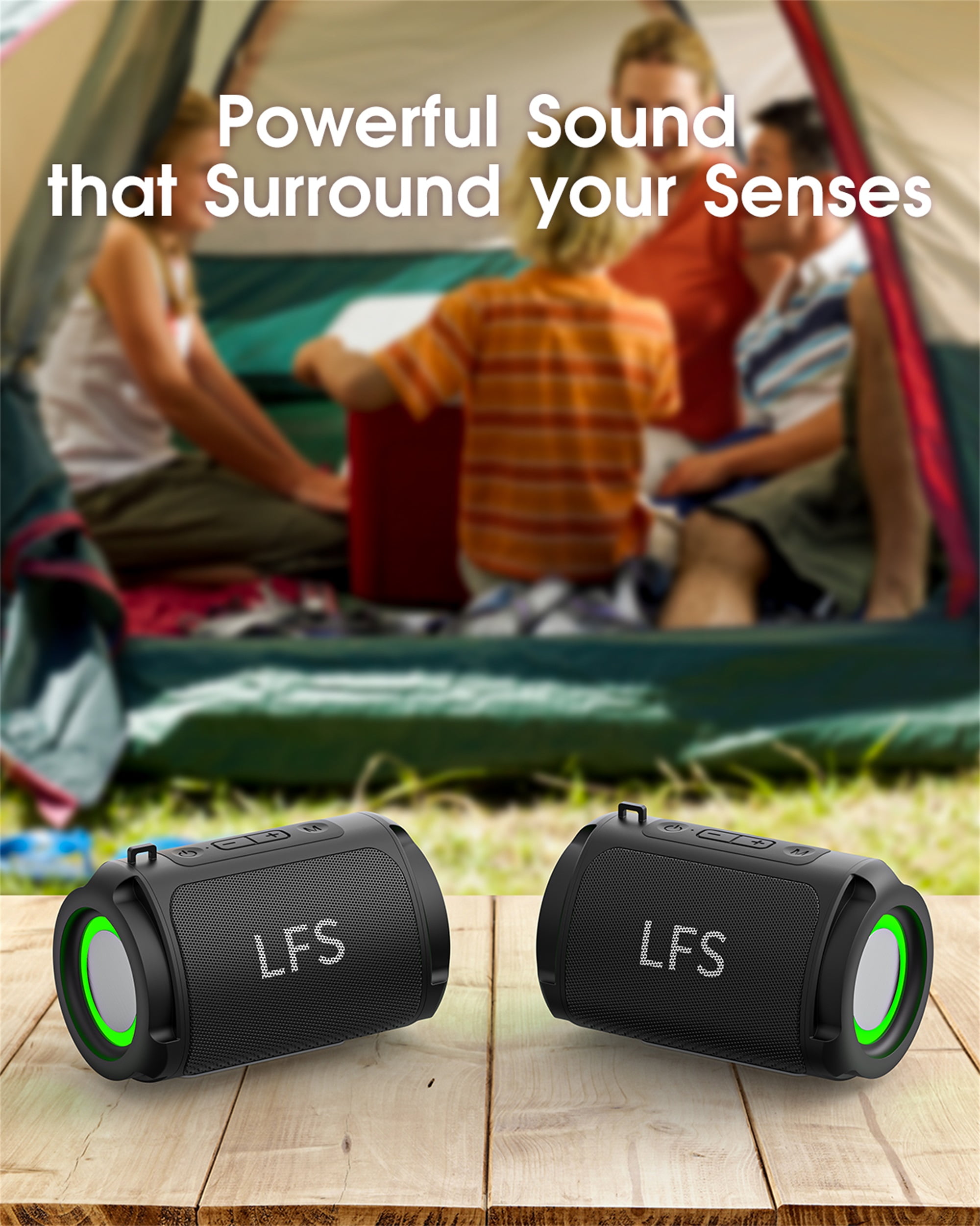  LFS Portable Bluetooth Speakers Wireless Mini Speaker  Waterproof Outdoor Speaker, TWS Pairing, RGB Lights, 12H Playtime, Unique  Design, Small Compact Speakers for Travel, Home, Party : Electronics