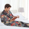 thumbnail image 4 of Mens Pajamas Set, black Camouflage red Button Down Long Sleeve Loungewear Sleepwear Pjs sets for Men, 4 of 5