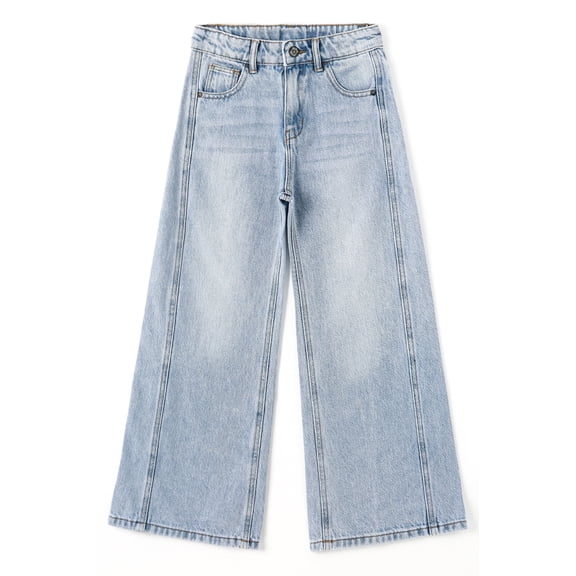 KIDSCOOL Little Big Girls Casual Baggy Denim Pants Loose Wide Leg Jeans,13-14 Years