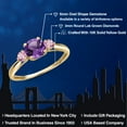 thumbnail image 2 of Gem Stone King 10K Yellow Gold Purple Amethyst and Pink Lab Grown Diamond 3-Stone Ring for Women | 1.26 Cttw | Round 6MM | Gemstone February Birthstone | Size 8, 2 of 6