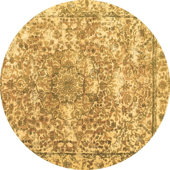 Ahgly Company Indoor Round Abstract Brown Contemporary Area Rugs, 8' Round