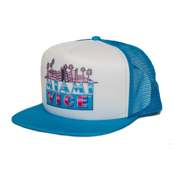 Miami Vice 80s Unisex-Adult One-size Trucker Hat Aqua/White