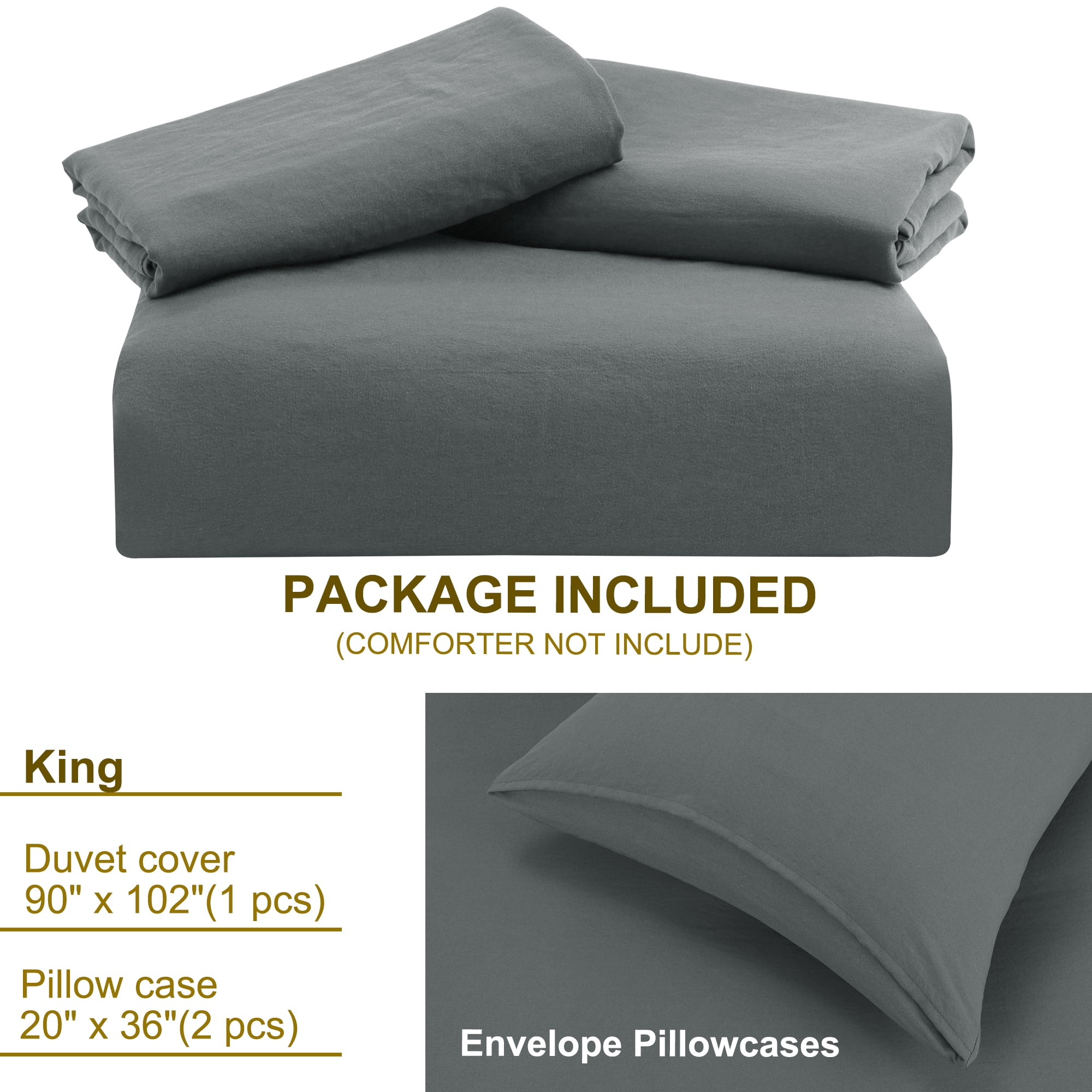 Unique Bargains 100% Microfiber Soft 3 Pieces Duvet Cover Set King Dark Gray