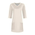thumbnail image 7 of Wutalume Womens Tops with 3/4 Sleeve, Solid Color V-Neck Tunic with Pockets, Mid-Length Top for Minimalist and Everyday Outfits,Beige 3XL, 7 of 7