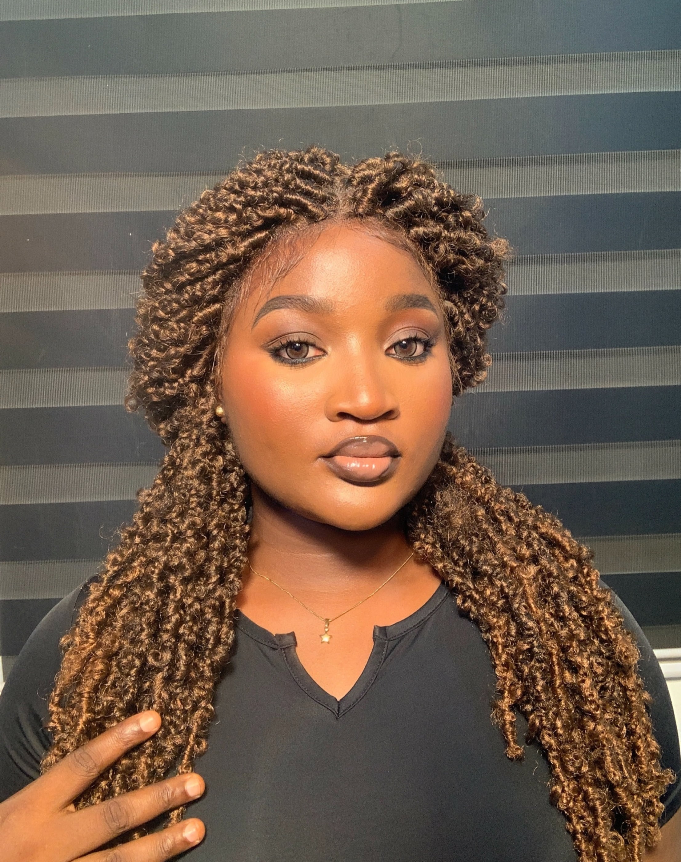 LUXLUXE 29" Synthetic Braided Lace Front Wig, 4x4 Hand Tied HD Lace Pre-plucked Baby Hair Hairline for Party, Wedding & Daily Wear