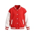 thumbnail image 4 of Lutiedan Kids Varsity Baseball Bomber Jacket Boys Girls Long Sleeve Button down Jackets Unisex School Uniform Jackets Size 1-15, 4 of 7
