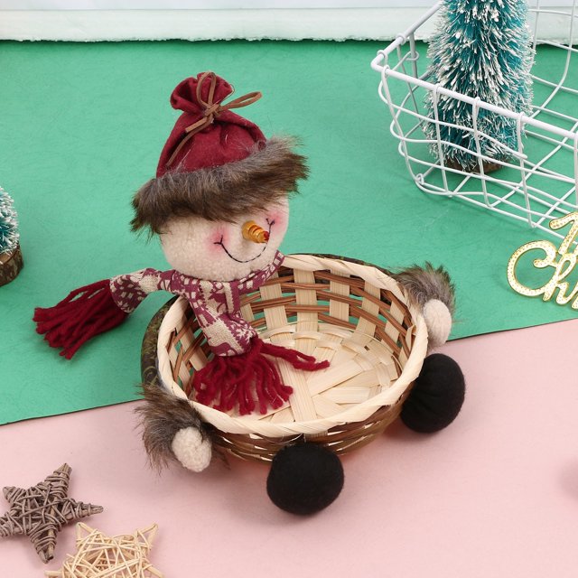 Teissuly Christmas Candy Storage Basket Decoration Santa Claus Storage Basket Gift Teissuly WER202312131669