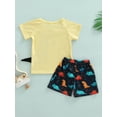 thumbnail image 4 of Seyurigaoka 2 Pieces Kids Suit Set, Letter Dinosaur Print Round Neck Short Sleeve T-Shirt+ Shorts for Boys, 9 Months-4 Years, 4 of 8