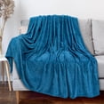 thumbnail image 1 of PAVILIA Soft Fleece Teal Blue Throw Blanket for Couch, Lightweight Plush Warm Blankets for Bed, Fuzzy Cozy Flannel Blanket Throw for Sofa, Travel, Jacquard Pattern, Teal Blue, 50x60 inch, 1 of 8